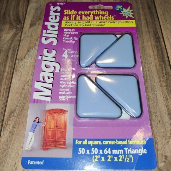 Magic Sliders 2x2x2-1/2 Inch Triangle Self Adhesive Furniture Glide 4-Pack - Picture 1 of 4